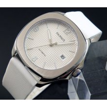 40mm Parnis Luminous Marks Silver Dial Automatic Men Date Square Case Watch430-a