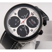 48mm Parnis White Black Sandwich Dial Pvd Stopwatch Quartz Mens Watch P810