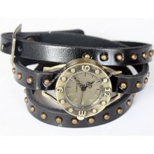 6 Color Fashion Classic Elegant Leather Strap Dial Quartz Woman/gril Wrist Watch