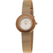 Accurist Ladies' Gold-Plated, Mesh Strap, Crystal Set Bezel, Pearl Dial LB1442 Watch