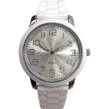 ADVANCE WATCH COMPANY LTD. Silver Dial Watch with White Band -