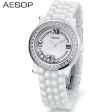 Aesop Casual Watch Ceramic White Wrist Quartz Women's Watches 2012 Design 9908