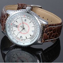 Ak-homme Calendar Date Display White Dial Mens Quartz Gift Wrist Wath