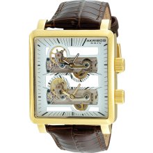 Akribos XXIV Men's Dual Time Mechanical Skeleton Strap Watch (Akribos XXIV Men's dual mechanical skeleton watch)