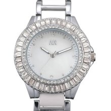 Alias Kim Silver Plate Crystal Dial Alloy Ceramics Band Women Ladies Wrist Watch