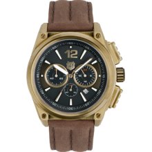 Andrew Marc Watch, Mens Chronograph Giii Racer Brown Leather Strap 47m