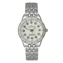 Anne Klein Diamond Silver-Tone Striped Dial Women's Watch #9935SVSV