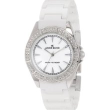 Anne Klein Swarovski Crystal White Ceramic Ladies Watch 10-9683mpwt Floor Sample