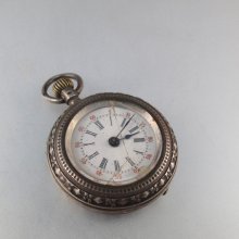 ANTIQUE STERLING WATCH. pocket watch. silver case. european watch. for your assemblage. steampunk c 1900