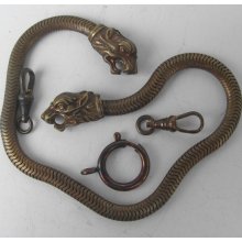 antique Victorian pocket watch chain fancy figural dragons griffons lions heads necklace edwardian choker figural animal fobs Parts e8