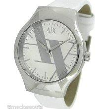 Armani Exchange Ax3143 White Leather Silver Tones 36mm Fast Ship