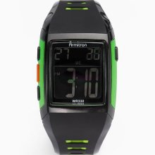 Armitron Men's Chronograph Lime Green Digital Watch, Black Resin