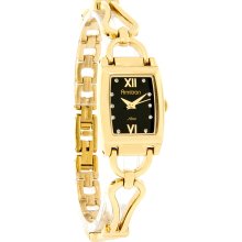 Armitron Now Quartz Ladies Black Crystal Dial Gold Tone Bracelet Watch 75/3817