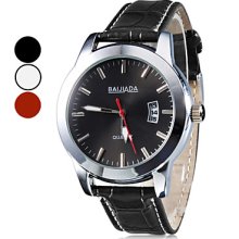 Assorted Colors Men's Calendar Style Analog Quartz PU Wrist Watch