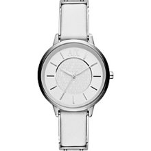 AX Armani Exchange Women's Smart Stainless Steel and White Leather