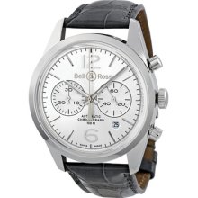 Bell And Ross Vintage Officer Silver Dial Automatic Chronograph Mens Watch
