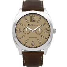 Ben Sherman Men's Quartz Watch With Beige Dial Analogue Display And Brown Leather Strap R895