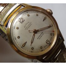 Birka / Ancre Men's Swiss Made 17Jwl Gold Military Dial Watch w/ Gold Bracelet