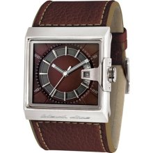 Black Dice Men's Solo Analogue Watch Bd 058 02 With A Genuine Brown Leather Strap