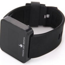 Black Led Digital Touch Screen Colorful Silicone Date Unisex Sport Wrist Watch
