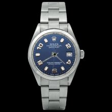 Blue Arabic dial rolex date just watch oyster bracelet datejust - Blue - Metal