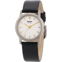 Boccia B3170-02 Ladies White Face Black Strap Watch