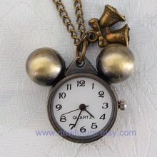Bronze Alarm clock pocket watch charms pendant