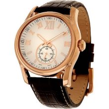 Bronzo Italia Bold Domed Roman Numeral Croco Embossed Leather Watch - Brown - One Size
