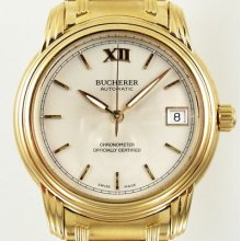 Bucherer Archimedes 36mm 18k Yellow Gold Automatic Mens Watch