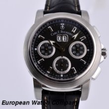 Bucherer Patravi Chronograph Big Date SS Black Dial