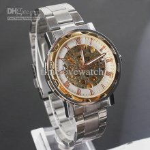 Bulk Lots Silvery Golden Case Stainless Steel Automatic Mechanical W