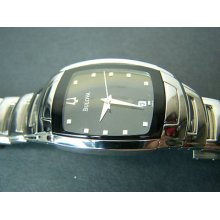 Bulova 96g46 Black Dial Men's Watch Stainless Steel 33x35mm Case