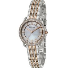 Bulova - Ladies Diamond Rose Gold-tone & Stainless Steel Two Tone Watch - 98r144