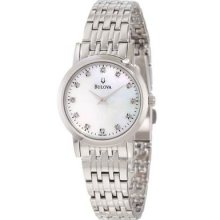 Bulova Ladies Watch Diamond Collection Thin Mop Dial Stainless Steel 96p135