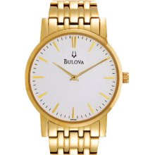 Bulova Men's 97a102 Gold Gold Tone Stainles-steel Quartz Watch With White Dial