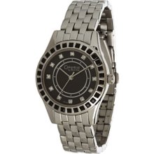 Bulova Womens Caravelle Crystal Analog Stainless Watch - Silver Bracelet - Black Dial - 43L153