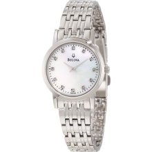 Bulova Women's Diamond Dial Bracelet White Dial Quartz Watch 96p135