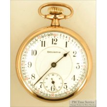 Burlington by Illinois 16S 21J LS adj 3p vintage pocket watch, Burlington yellow gold filled screw back & bezel case
