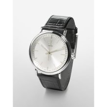Calvin Klein ck surround silvertone dial leather strap watch one size. Dark