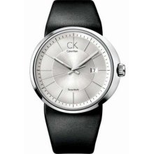 Calvin Klein Gents Silver Dial Leather Strap K0H21120 Watch