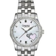 Caravelle Ladies` Mother-of-pearl & Swarovski Crystal Watch W/ Heart Design