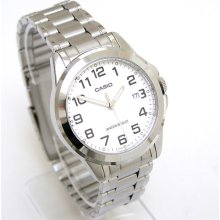 Casio Date White Dial Steel Men's Watch
