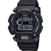 Casio DW9052-1V G-Shock Illuminator Digital Watch - Black, Daily alarm and hourly time signal, Rugged wristwatch is shock and water resistant, Digital timepiece display features time, day and full auto-calendar, Stopwatch measures elapsed time in 1/100 of