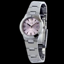 Casio Ladies Analog Watch, Pink Face, Stainless Steel, Ltp1241d Ltp-1241d-4a