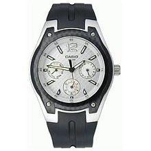Casio Men's Black Resin Analog Watch With White Dial Mtr301-7av