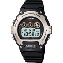 Casio Mens Calendar Day/Date Watch w/Round ST Case, Digital Dial and Black Resin Band