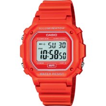 Casio Mens Calendar Day/Date Watch w/Red Case, Digital Dial and Red