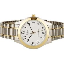 Casio Mtp-1128g-7b Men's Dress Analog Easy Reader Quartz Dress Two Tone Watch