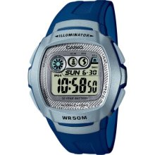 Casio W-210-2Aves Unisex Watch Quartz Digital Grey Dial Blue Resin Strap