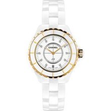 Chanel J12 Jewelry White Ceramic & 18K Pink Gold 33 MM Diamond Dial Ladies Watch - H2181